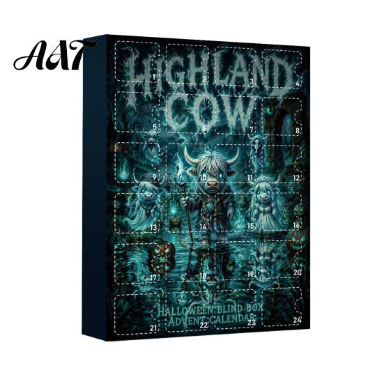 Ghost Themed Party Supplies Highland Cow Halloween Advent Calendar 2026, 24 Days Countdown Miniature Hanging Ornaments with Acrylic Ornaments, F