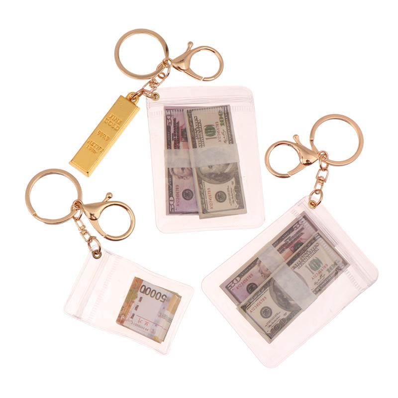 Creative Simulation Banknote Keychain Mini Money Bag Keychain Car Key Holder Us Dollars/Korean Won Collection Gifts