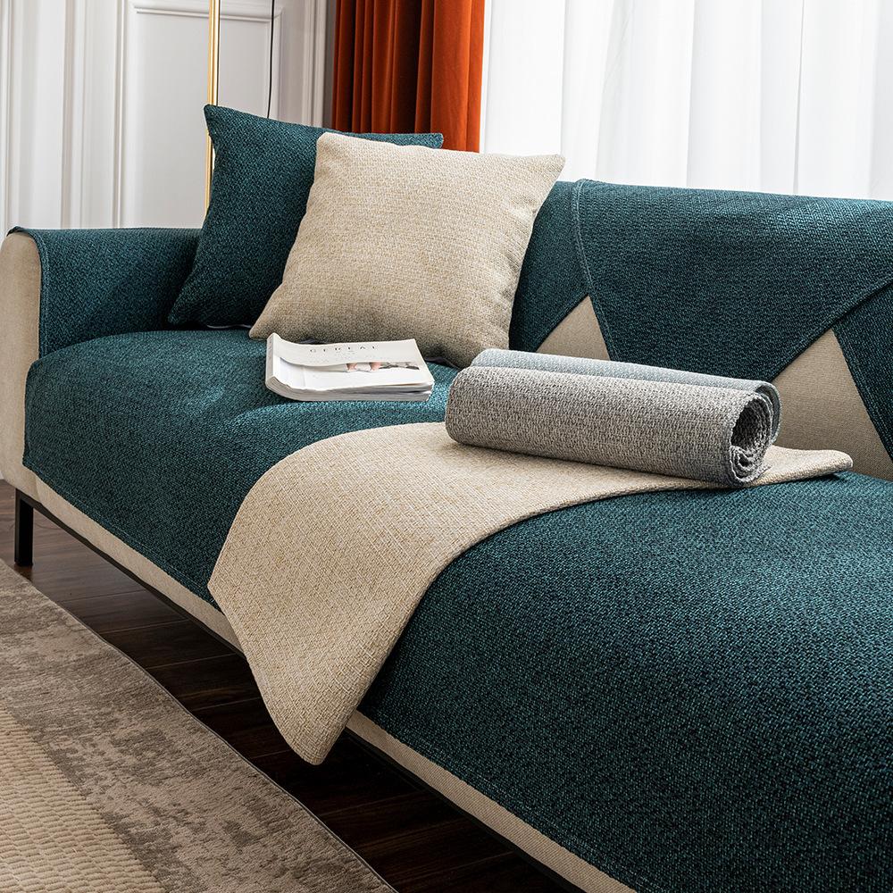 Leinen Einfarbig Rutschfest Imitation Altes Grobes Tuch Sofakissen Vier Jahreszeiten Universal Feuchtigkeitsaufnahme Atmungsaktiv Sofabezug Handtuch