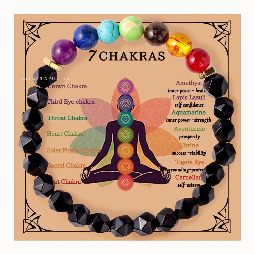 7 Chakra Mehrschichtiger Armband Verstellbares Geflochtenes Seil Yoga Stein Armreif Für Männer Frauen Mode Meditation Entspannung Schmuckset