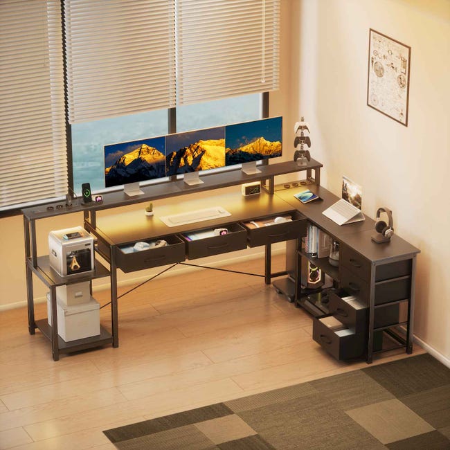 146cm Reversible L-Shaped Gaming Desk with