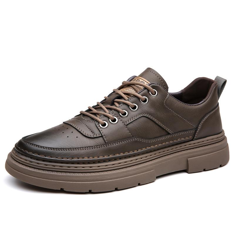 Men's shoes summer 2025 new low-top casual leather shoes lace-up soft-soled British low-top Martin boots tide 2025