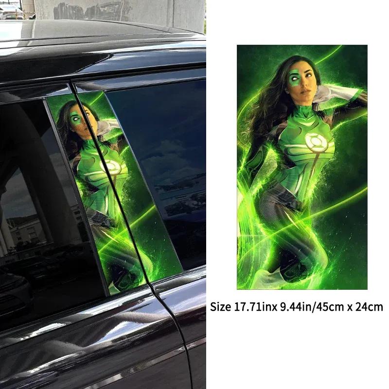 1pc/2pcs Green Film Characters Anime Car B-pillar Stickers Auto Cover Scratches Waterproof Sunscreen Vinyl Decals Decoration