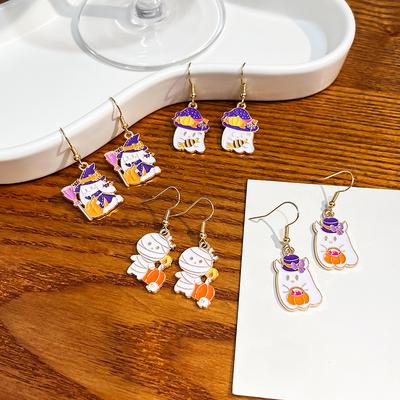 2022 Cartoon Cute Oil Drop Bat Holiday Cartoon Character Ear Hook Personality Earrings Earrings
