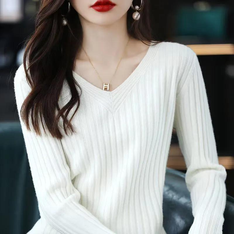 Pullover für Damen Winter V-Ausschnitt Verdickter Pullover Warm Gestrickt Dehnbar Langarm Oversize Jumper Pullover Tops