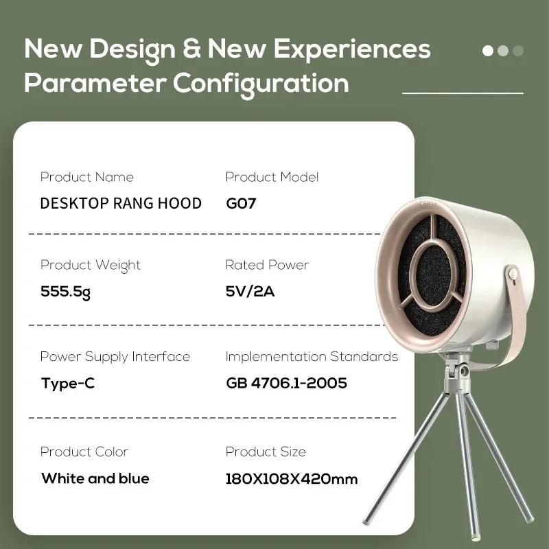 USB Desktop Range Hood Mini Portable Kitchen Exhaust Fan 3-Speed Removable Filter for Barbecue Cooking Small Spaces 2025 New