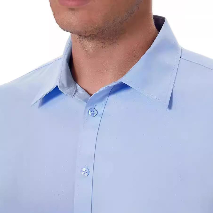 Four-sided Stretch Dress Shirt Men's Slim-fitting Long-sleeved Solid Color Simple Men's Shirt Business Casual Men's Clothing