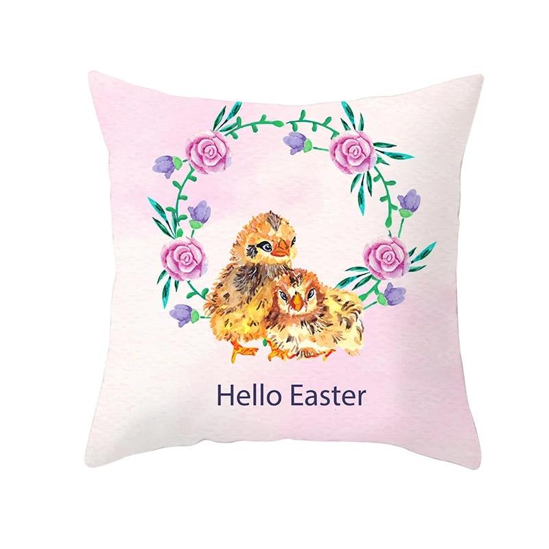Easter Decorative Pillowcase Cartoon Rabbit Pillowcase Egg Print Cushion Cover Living Room Sofa Cushion Cover Home Decoration