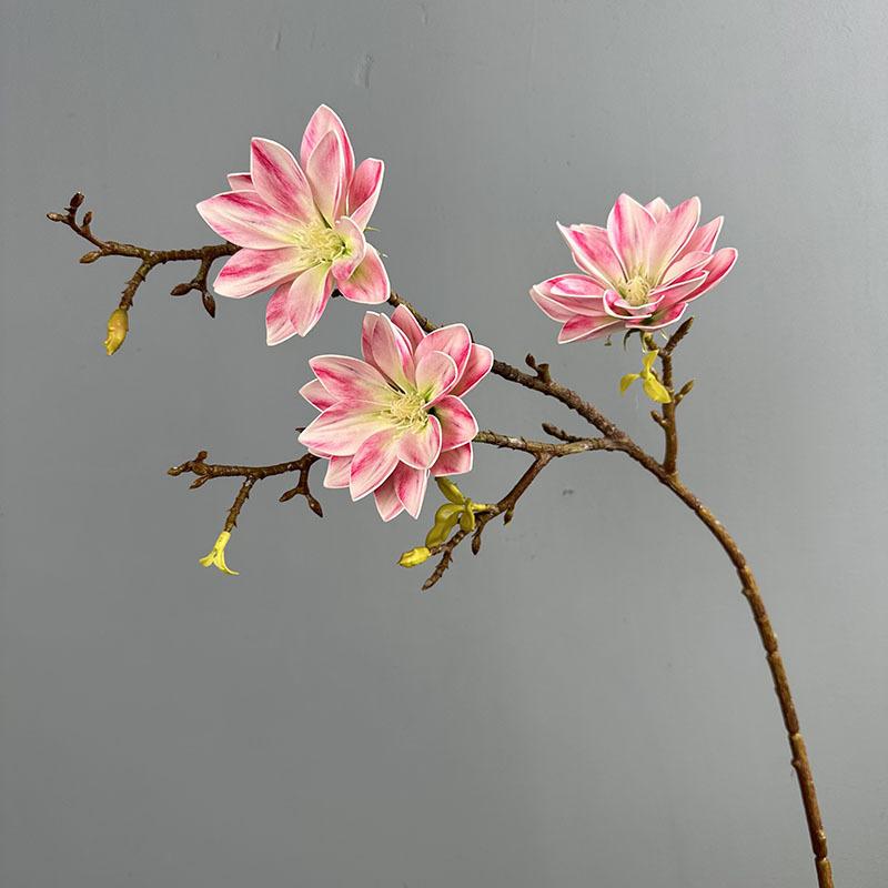 4pcs Simulation Perfume Lotus Branch Plastic Fake Flowers Office Decorative Artificial Magnolia Orange Flower Hall Decoration