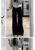 Plus Size Black Micro-Flare Jeans with Velvet Lining for Women - Elastic Wide-Leg Slimming Pants for Autumn/Winter