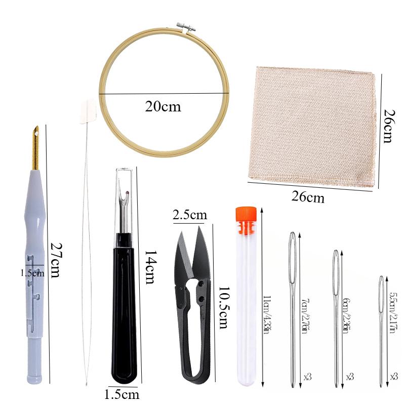 Punch Needle Adjustable Embroidery Starter Tools for Kids and Adults Beginners Gifts DIY Embroidered Art Craft Accessory