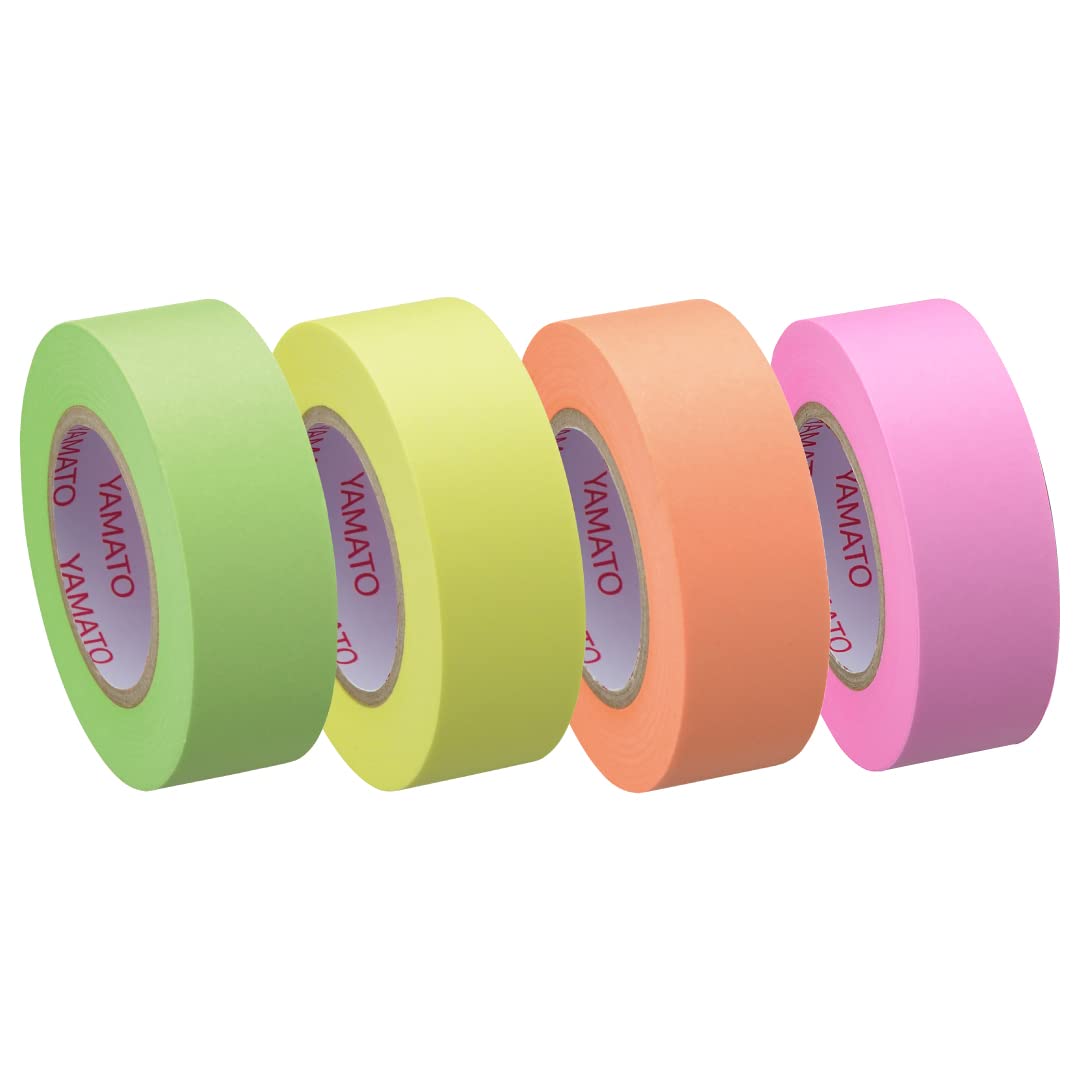 Рулонная клейкая лента Yamato Roll Sticky Notes 15 мм, 4 рулона, розовый цвет, ширина, цвета: лайм, лимон, апельсин., (YRK-15-4C)
