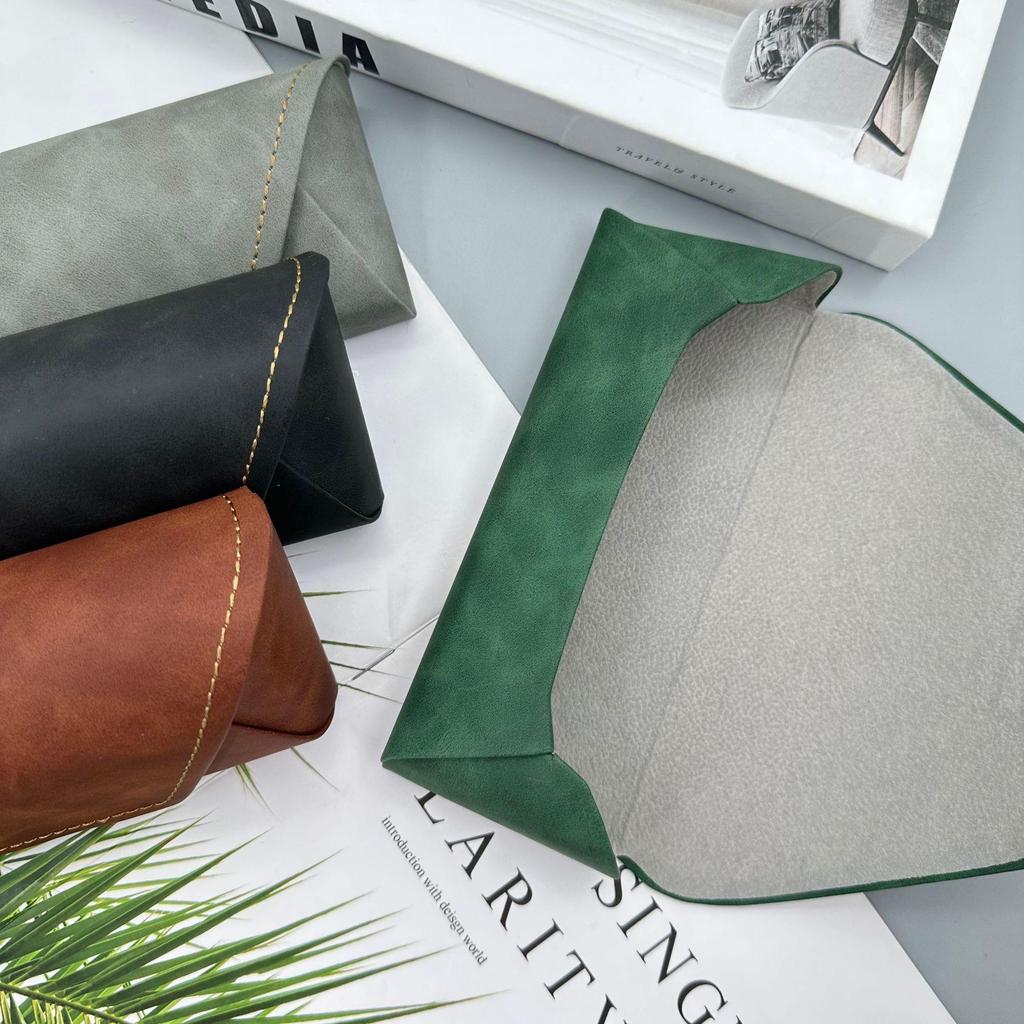 Compact Leather Sunglasses Case: Durable, Solid Color, Logo Printable