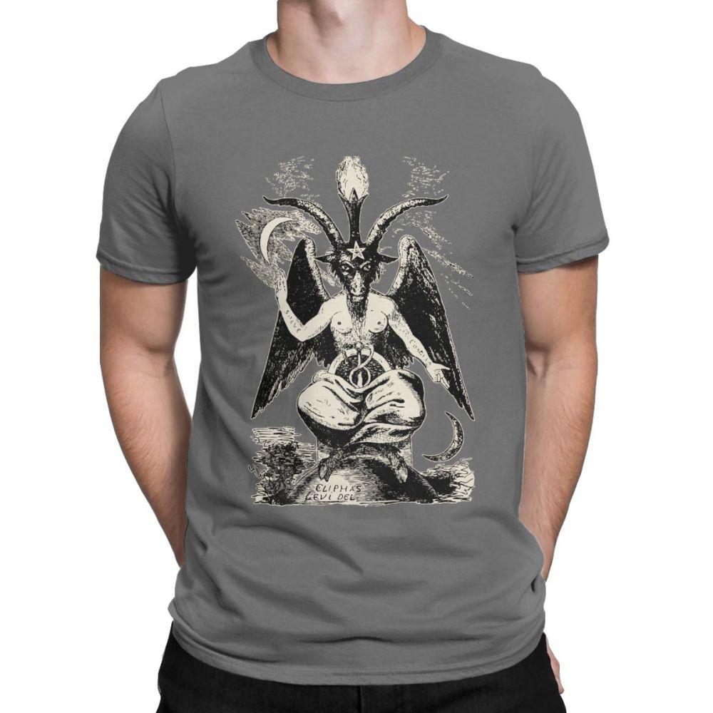 Unisex TShirts Baphomet Vintage Cotton Tee Shirt Camiseta Devil Lucifer Demon Teufel T Shirts Harajuku Tops Graphic D Printed