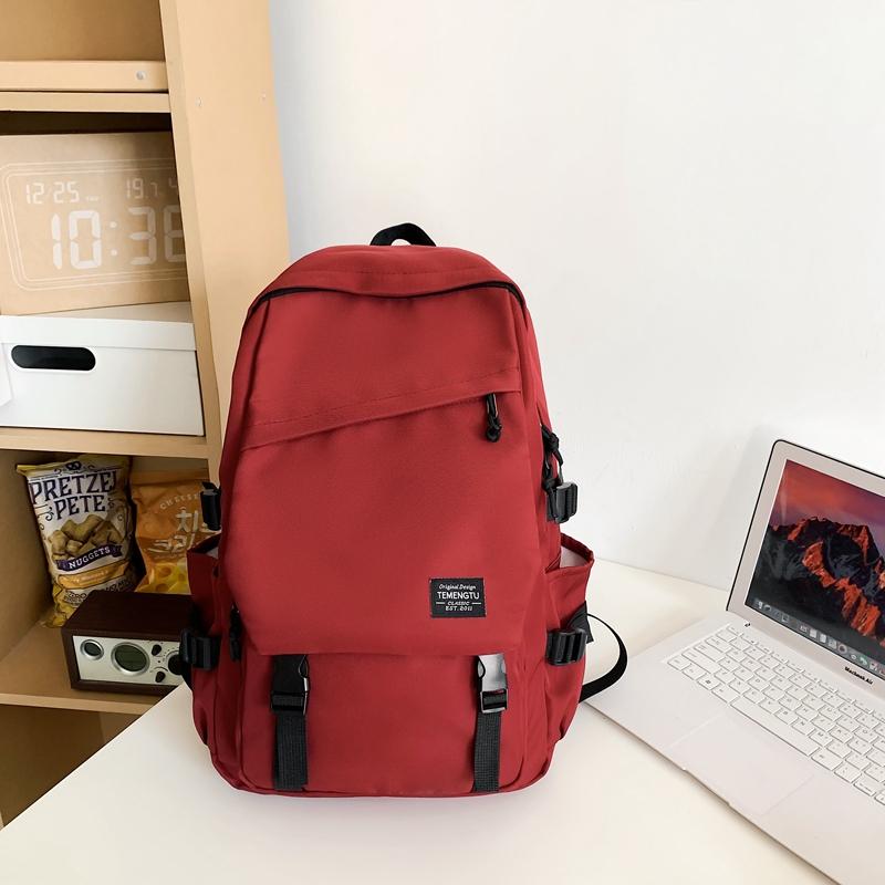 Male Solid Color Backpack Female Large Capacity Travel Backpack Junior High School Student Schoolbag
