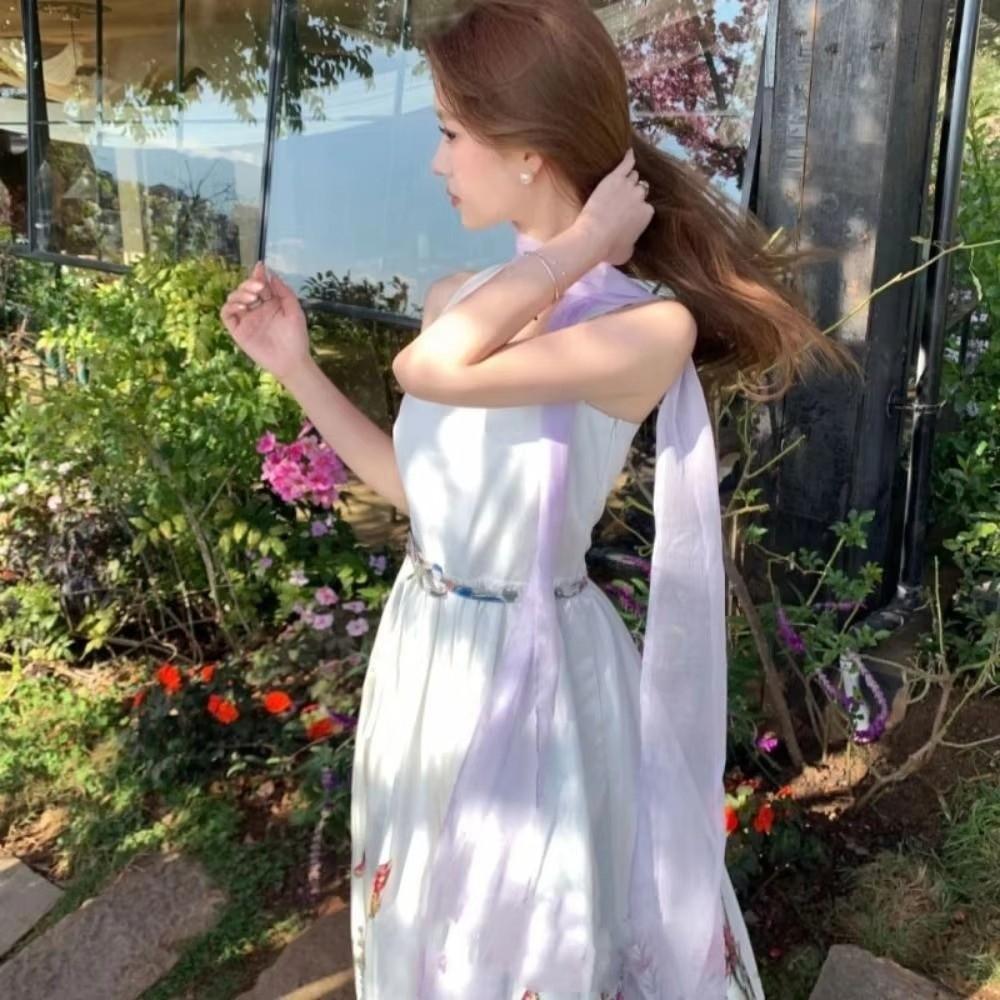 Thin Long Silk Scarf Soft Ribbon Neckerchief Elegant Ribbon Scarf For Women