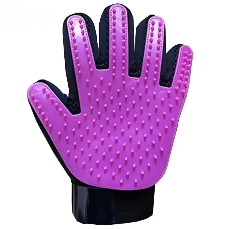 Pet Hair Removal Grooming Gloves Rubber Massage Brushes Effective Cat Fur Cleaning Tool for Daily Cat Care and Grooming Supplies Left Hand