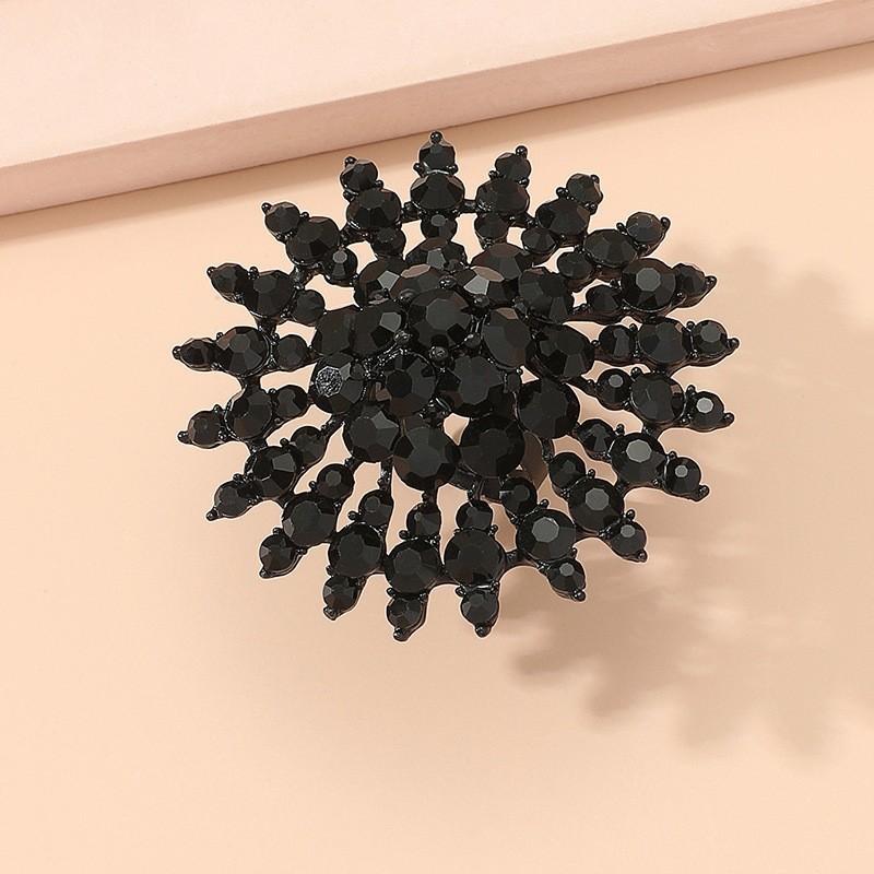 Personalized Japanese Fashion Exaggerated Creative Design Open Ring Simple Exquisite Luxury Full Diamond Sun Flower Ring