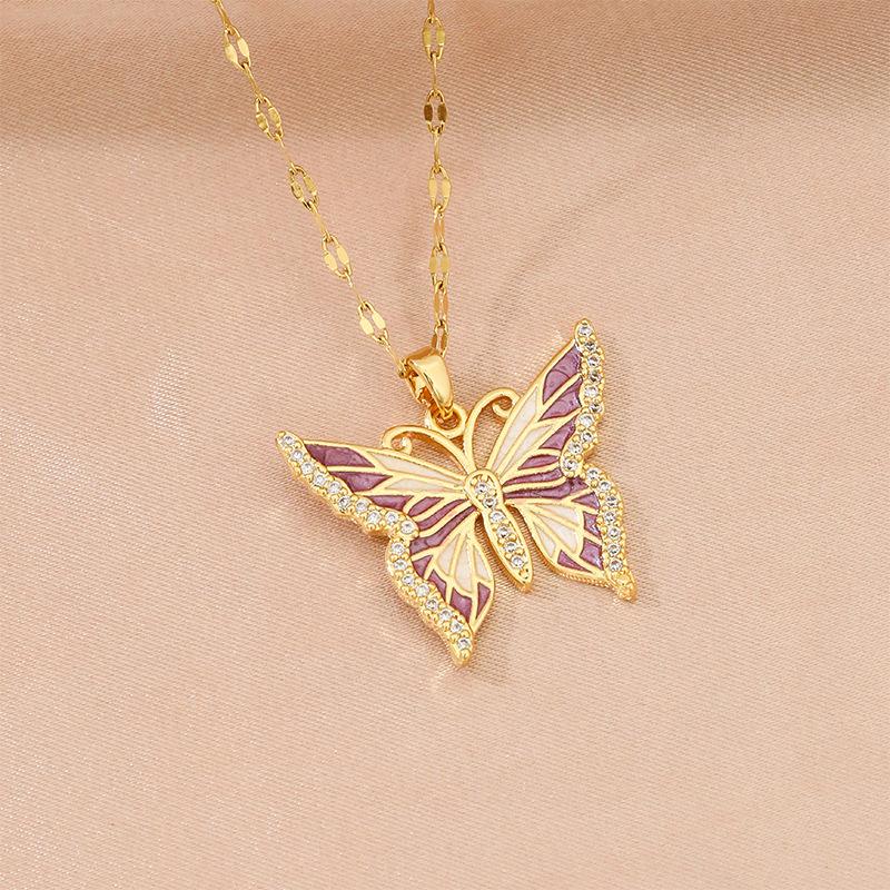 Xiulu Butterfly Necklace Women'S Simple Ol Fresh Natural Symphony Pendant
