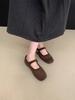 French retro square head woolen single shoes for women's autumn and winter new velvet Mary Jane shoes for women's flat-bottomed fluffy shoes