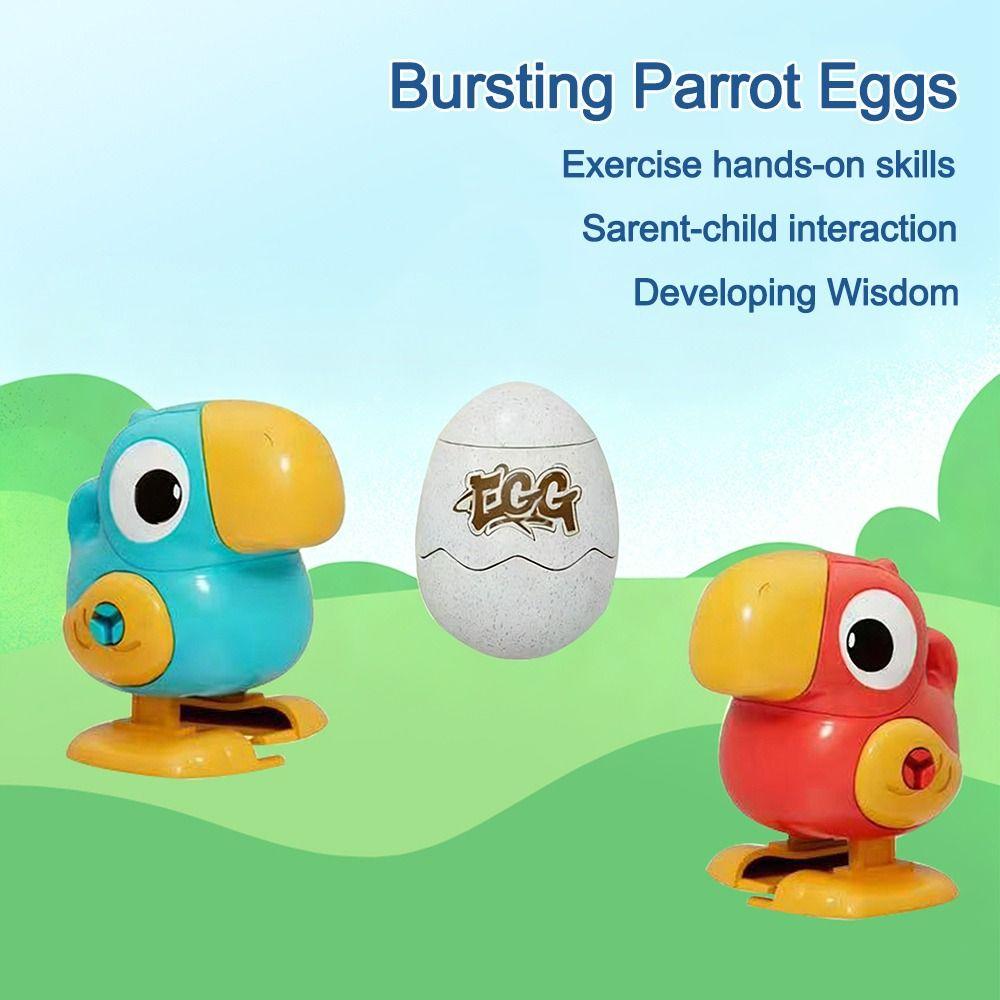 Cartoon Clockwork Animal Jumping Egg Toy Walking Parrot Kids up Chain Animal Running Egg Toys