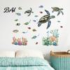 Soft Healing Room Decor Glow In The Dark Ocean Wall Stickers, Luminous Sea Turtles Tropical Fish Coral Easy Peel And Stick Murals Reefs Decals,
