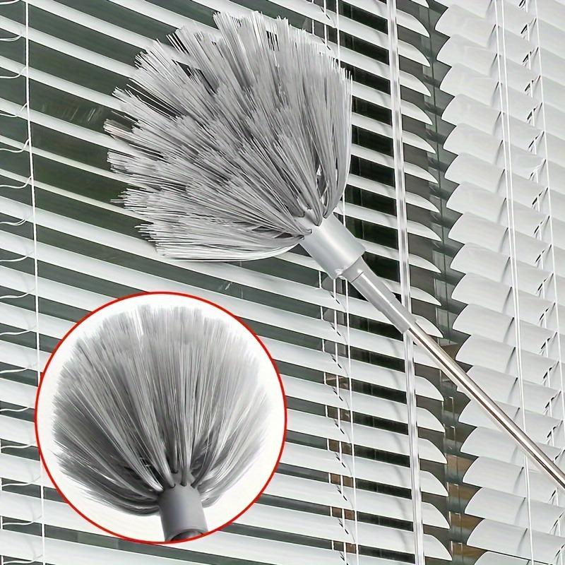 Retractable Extendable Spider Web Duster Medium Stiff Bristles Household Cleaning Tool for Corner Window Ceiling Cobweb