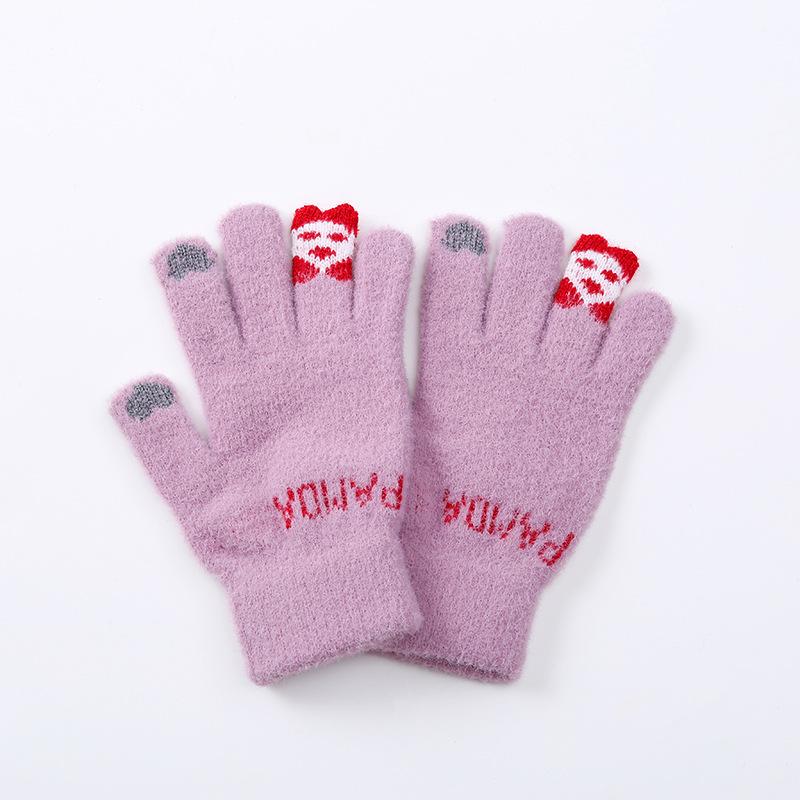 Jacquard Imitation Mink Fingertip Bear Touch Screen Fashion Warm Winter Gloves Cartoon Cute Split Finger Touch Screen Hand