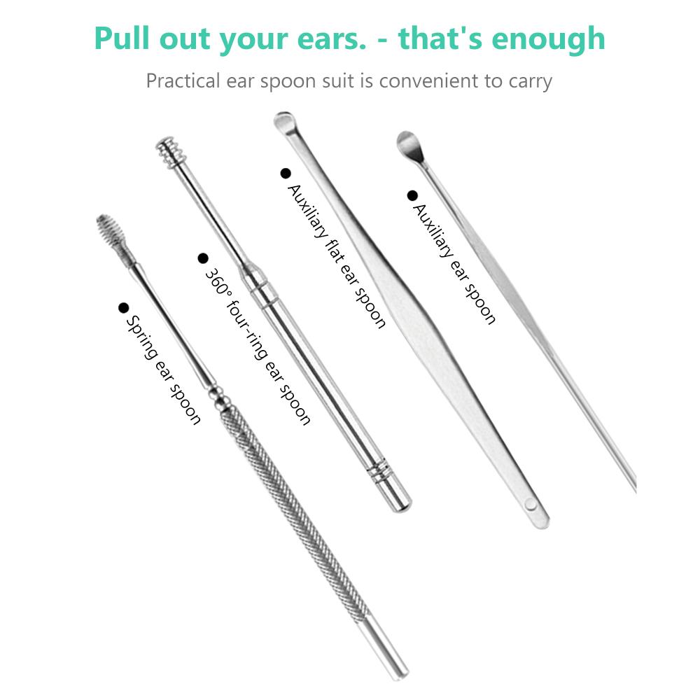 6Pcs Ear Pick Set Stainless Steel Ear Wax Curette Remover, Ear Cleaner  oon  iral Ear Clean Tool with Case, Safe and Comfortable to Use
