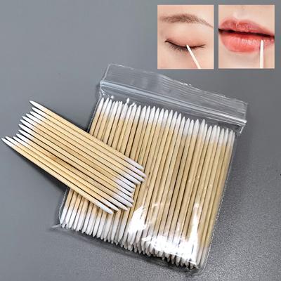 100 Stück ultrakleine Einweg-Wattestäbchen, fusselfreie Mikro-Make-up-Pinsel aus Holz, Werkzeuge zum Entfernen von Wimpernkleber