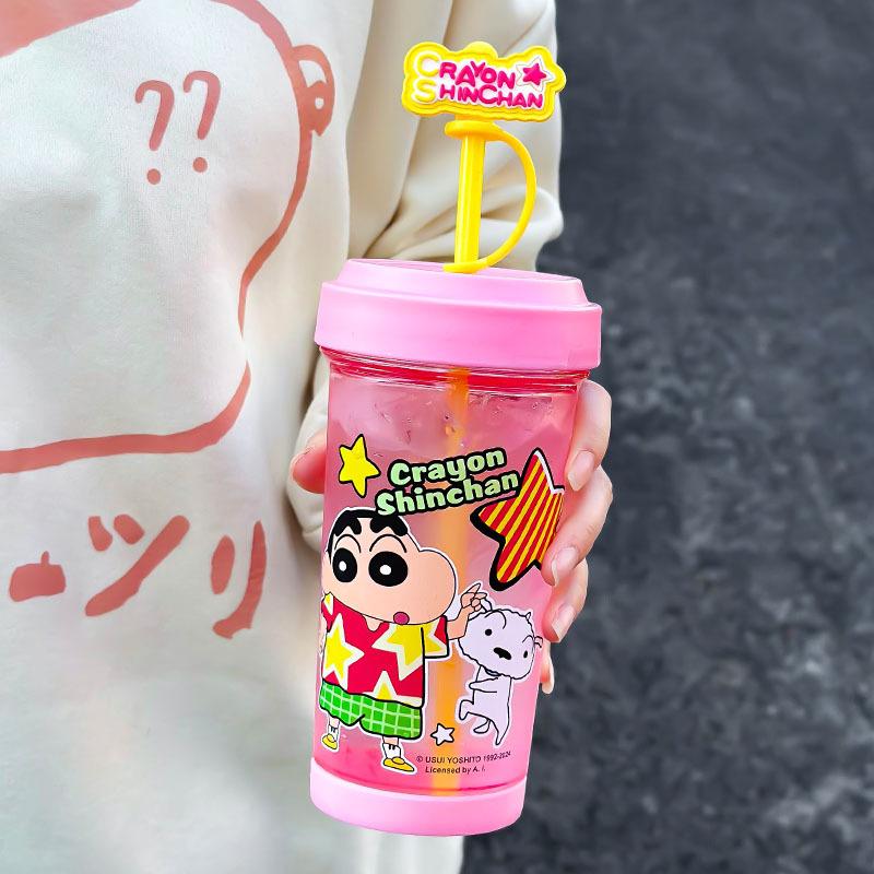 

Straw water cup for girls High value student Portable high temperature resistant cup Office 500ML рожевий