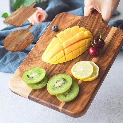 Wood Cutting Board Round/Rectangular Charcuterie Board with Handle Portable Dinner Plate Serving Tray Kitchen Chopping Board
