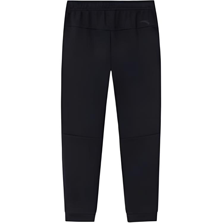 Anta Plain Mid-Waist Cuffed Knit Sports Pants Men Bottoms Basic-Black 152417306-3