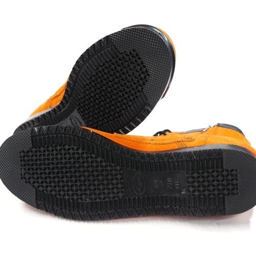 Velor modified safety shoes with maple cowhide steel JIS standard certified CHS29 [Tsubaki Model] medium-knit zipper, (orange), chrome, toecap,
