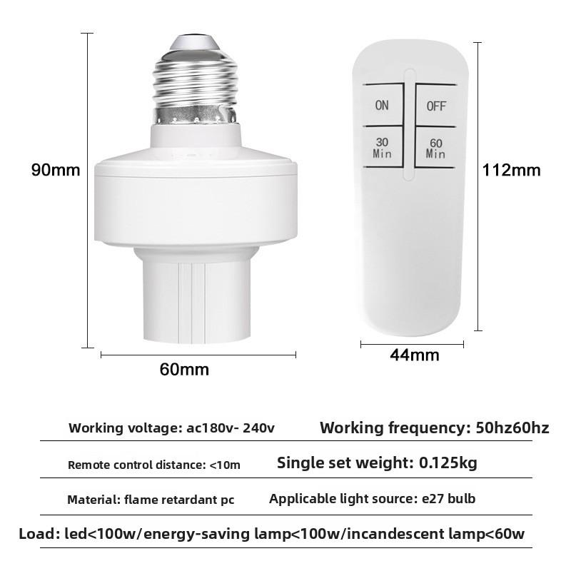 LED Light Bulb Socket E27 Wireless RF Remote Control Lamp Holder Timer Switch Long Distance 85-265V for Downlight Pendant