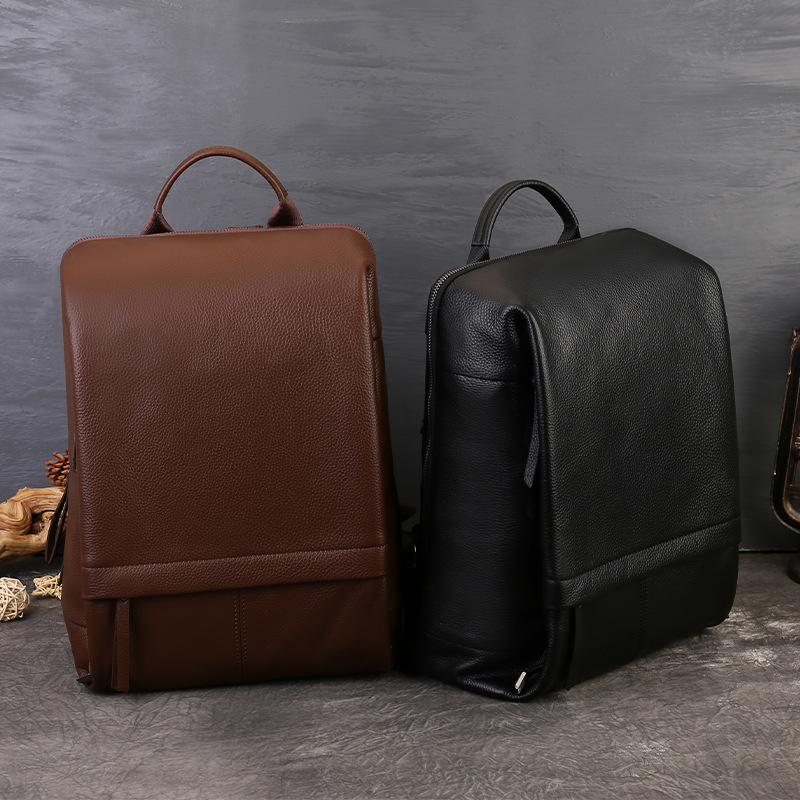 Laptop Backpack, Soft Cowhide, Large-capacity, Casual and Versatile Backpack