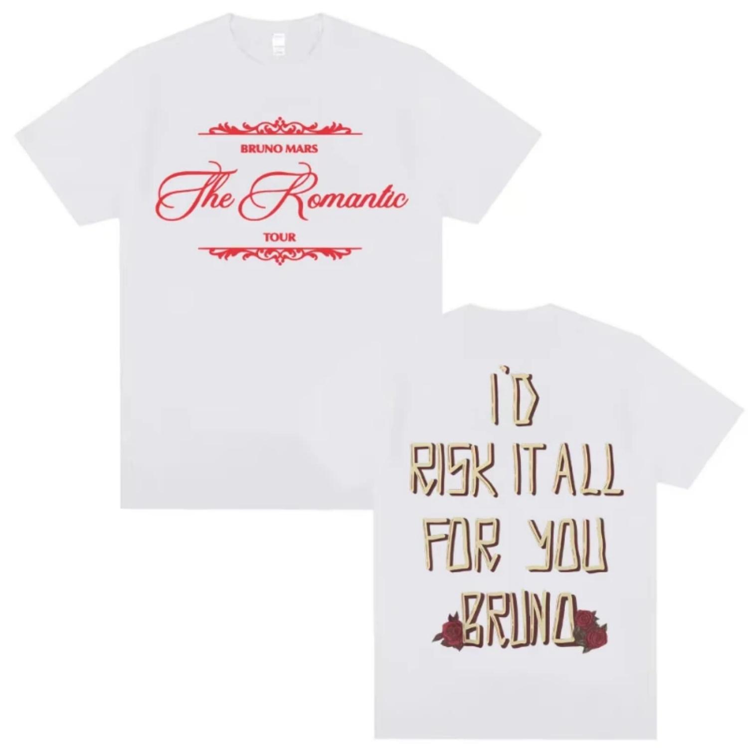 

Bruno Mars Risk It All The Romantic Tour Tee Shirt Men Women Hip Hop Harajuku Classic T-shirt Cotton Casual Short Sleeve T Shirt S чёрный