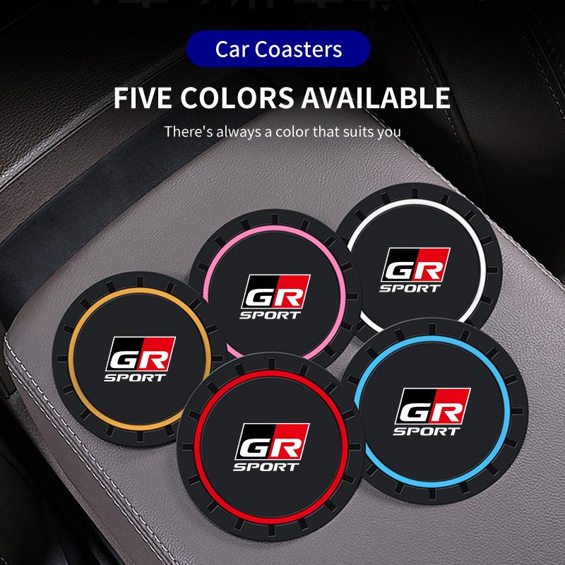 2Pcs Car Silicone Coaster Anti-Slip Water Cup Drink Mat For Toyota GR Corolla CHR Yaris Aygo Prius Camry Auris Avensis Land Crui
