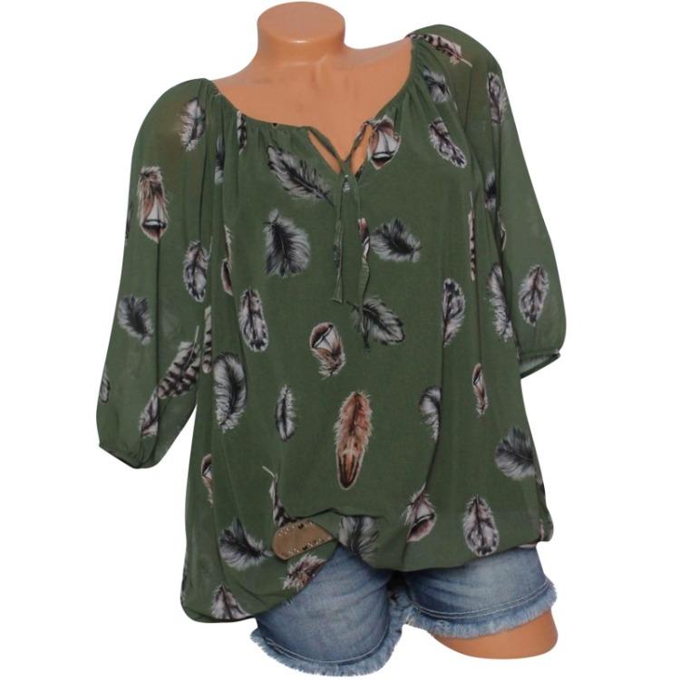 Women's Casual V Neck Flowy Printed Pullover T-Shirt Half Sleeve Top Fashion Qunide