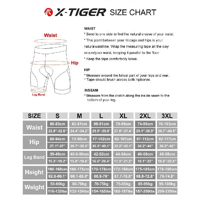 Pantalones Cortos de Ropa Interior para Ciclismo para Hombre X-TIGER con Acolchado 5D, Deportivos para Montar en Bicicleta, Bicicleta, MTB, Forro con Pinzas Antideslizantes en las Piernas