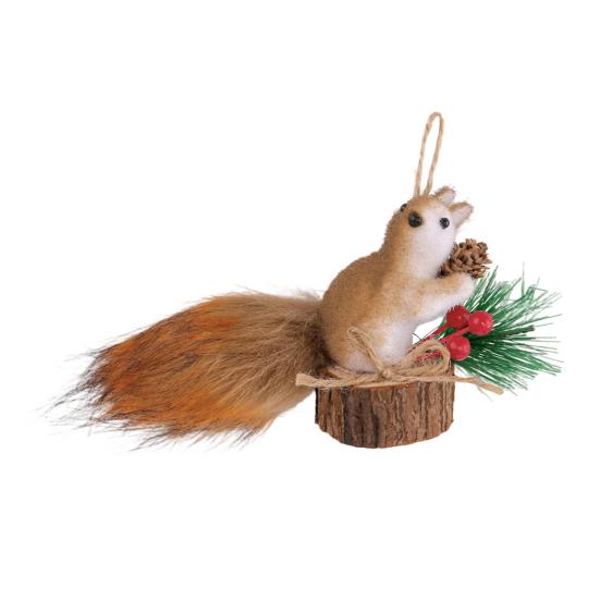 Artificial Squirrel Christmas Hanging Ornament Holiday Pendant Home Wall Decor Christmas Tree Decoration
