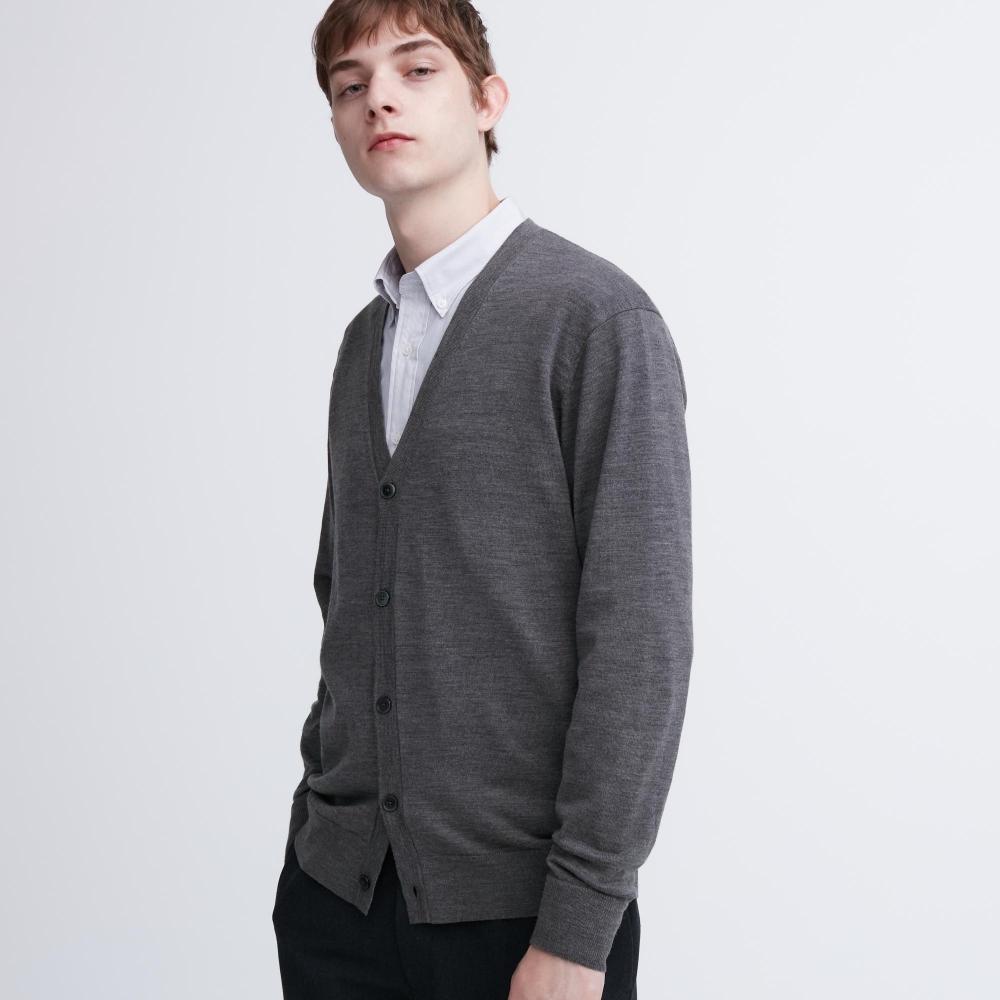 Uniqlo Japan Extra Feiner Merino V-Ausschnitt Cardigan Langarm
