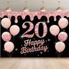 2D Black & Rose Gold Glitter 20th Birthday Party Decoration Background
