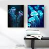Moderne Neonposter mit Quallen, Meerestieren, Leinwand, Malerei, Wandkunst-Gemälde, Druck für das Wohnzimmer, Heimdekoration