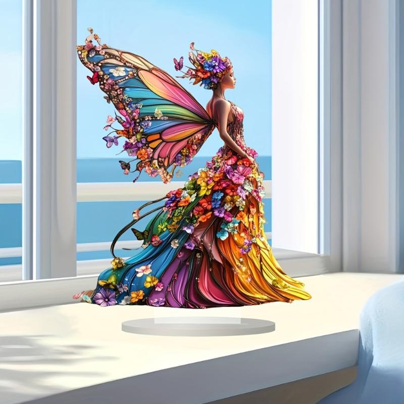 Acrylic Butterfly Fairys Statue Figurines Table Centerpieces Butterfly Fairys Sculpture Table Ornament Home Decorations J0MC