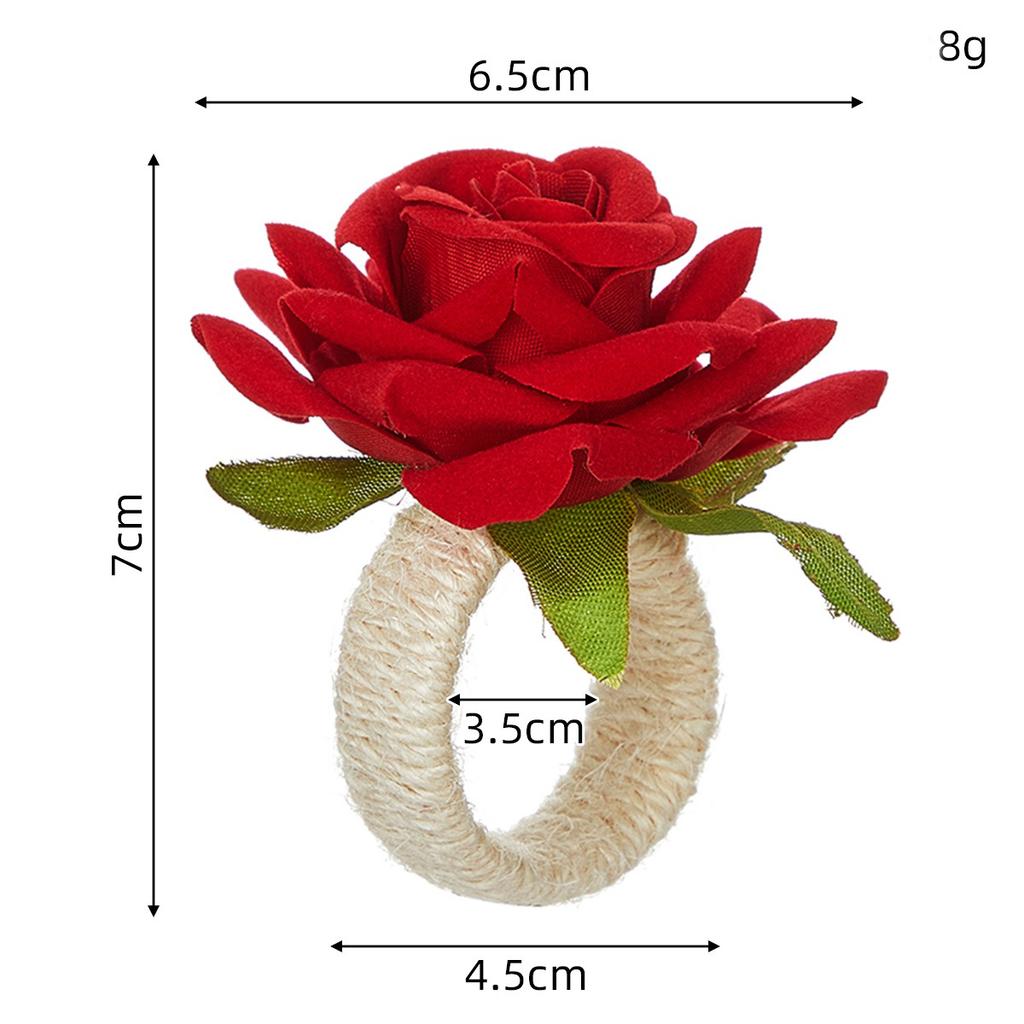 Red Rose Shape Handicraft Towel Buckle Napkin Ring Wedding Party Valentine's Day Hotel Table Decor Metal Gold Napkin Holder