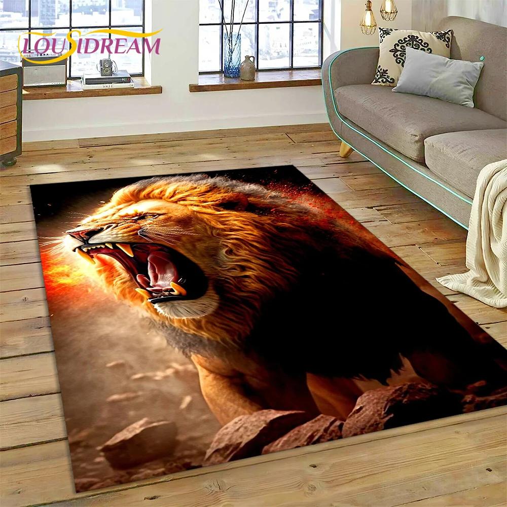 3d besta tigre leão animal vida selvagem dos desenhos animados tapete para casa sala de estar quarto sofá capacho decoração, área do miúdo tapete antiderrapante