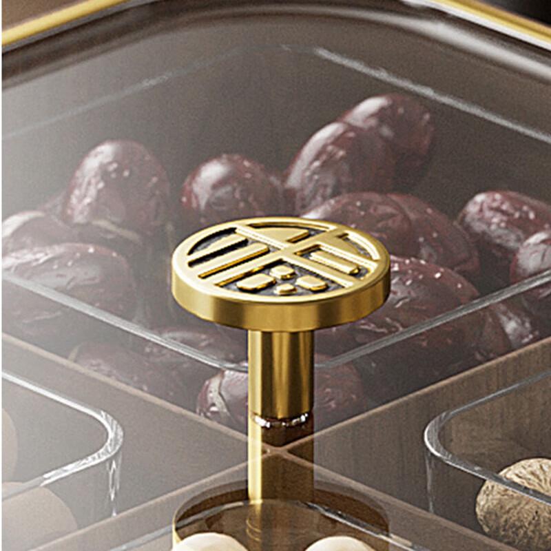 Quadratische Süßigkeiten- und Trockenfruchtbox im chinesischen Stil mit Holzmaserung