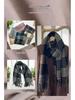 Blue Plaid Tassel Scarf: Versatile Warm Neck Warmer for Women & Couples - Autumn/Winter 2025