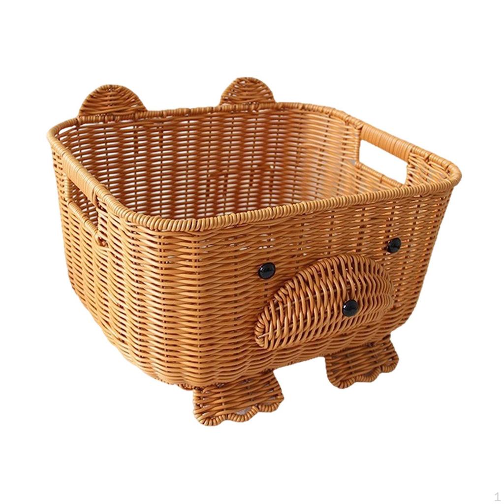 Basket Handmade for Organization with Handles Storage Bin Living Room Kitchen Countertop
